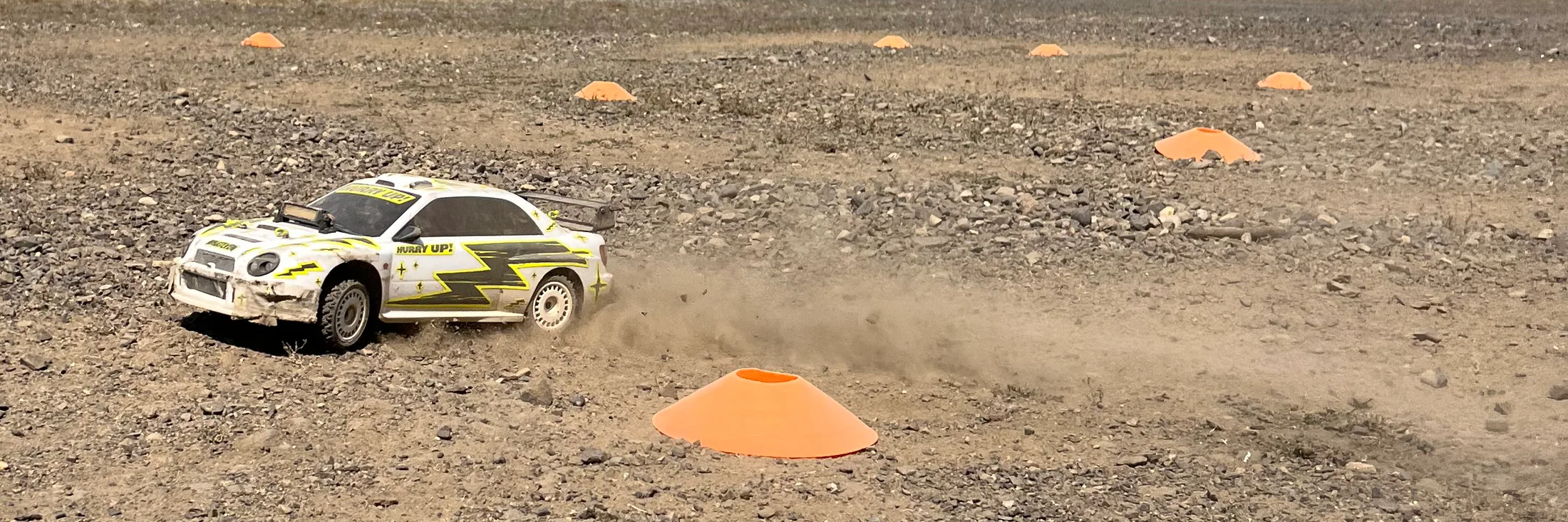 Panoramic rally car action on Wyeth gravel